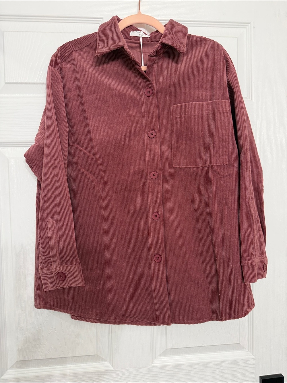 Women's Corduroy Button-Up Jacket in Dusty Rose